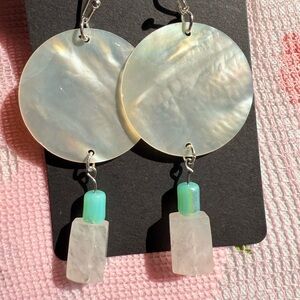 Elegant Mother of Pearl and Aqua Earrings